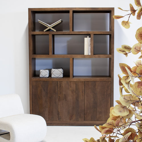 Giga Meubel Vakkenkast Luxurious - Donkerbruin Mangohout - 150x45x210cm - vtwonen shop