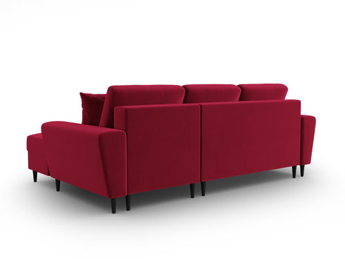 Cosmopolitan Design Converteerbare hoekbank rechts met opbergdoos Kyoto 4-zits, flueel rood - 145x241x88cm