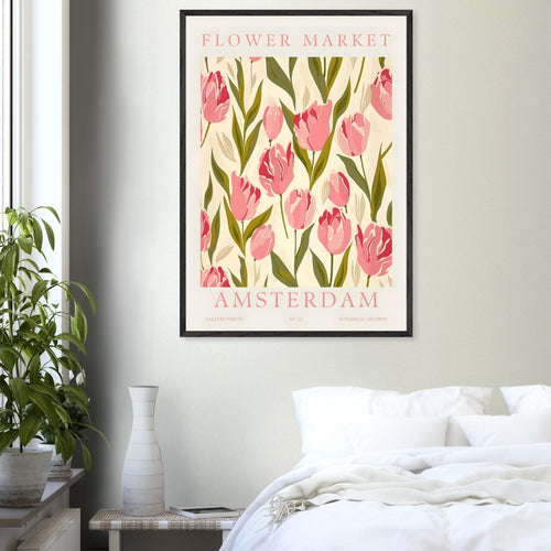 Artfulprints Poster Flower market - Amsterdam IV   - 30x40 cm - Roze