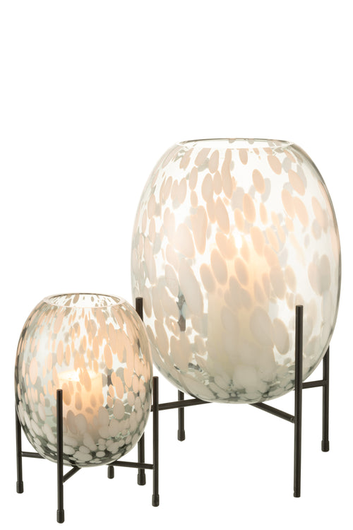 J-Line vaas Op Voet Spikkel - glas - grijs/wit - large - 37 cm hoog - vtwonen shop