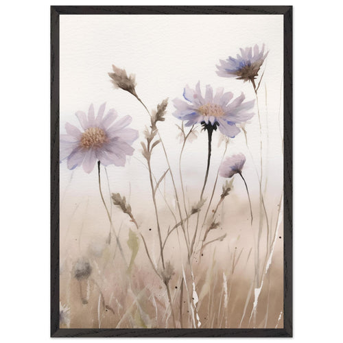Artfulprints Poster met Lijst Flower aquarel 1   - 50x70 cm - Taupe