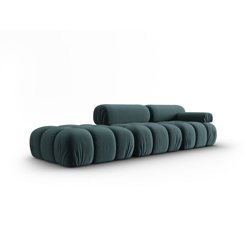 Cosmopolitan Design - Linker modulaire bank Cortina 4-zits, flueel turkoois - 94x282x70cm