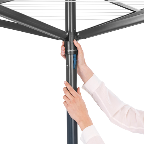 Brabantia Droogmolen Topspinner, 50 meter met metalen grondanker, doorsnede 45 mm - Anthracite