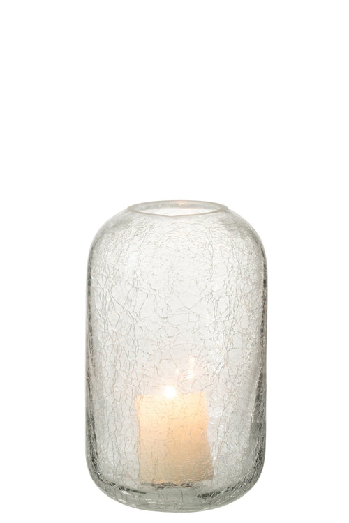J-Line windlicht Craquelé - glas - transparant - small
