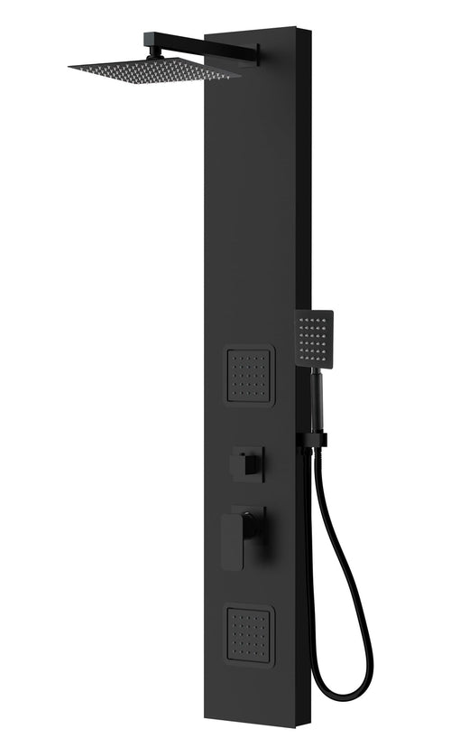 Badplaats Douchepaneel Hudson 120 x 20 cm - Zwart - Doucheset van PVC met Mengkraan en Douchekop
