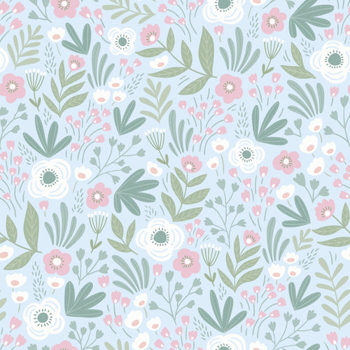 ESTAhome behang bloemetjes groen en roze - 50 x 900 cm - 131066 - vtwonen shop