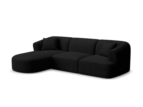 Cosmopolitan Design Modulaire hoekbank links Campi 4-zits, structurele stof zwart - 156x256x70cm