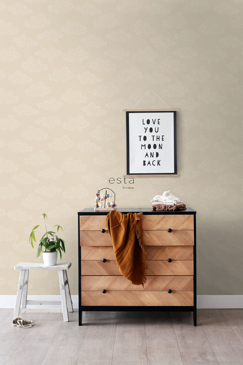 ESTAhome behang wolkjes beige - 53 cm x 10.05 m - 139515