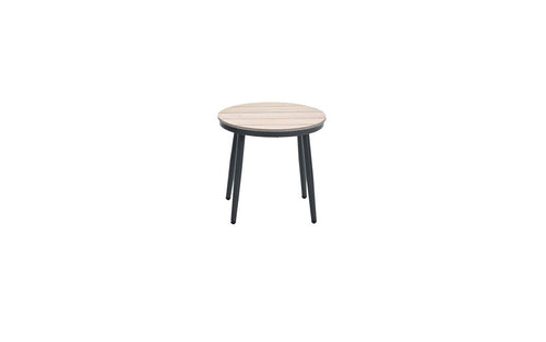 Margriet bijzettafel - Ø50 cm - carbon black - light teak vironwood - vtwonen shop