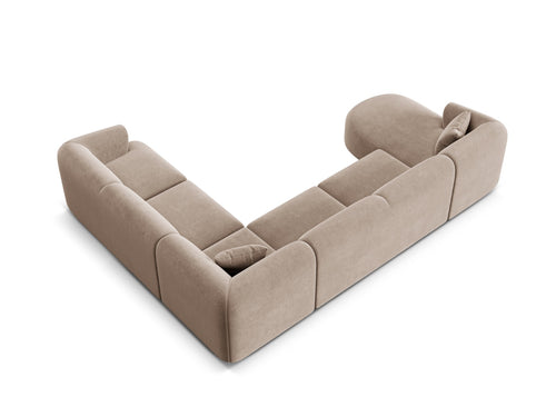 Cosmopolitan Design Modulaire panoramische hoekbank links Campi 7-zits, flueel donkerbeige - 255x330x70cm