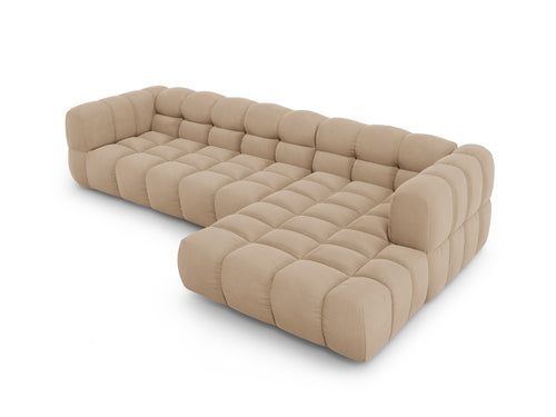 Cosmopolitan Design Modulaire hoekbank rechts Sky 4-zits, flueel, zand - 162x300x70cm
