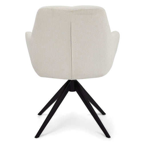 Furnhouse eetkamerstoelen armleuning Helena - Crème wit - Stof (Bouclé) - Set van 2