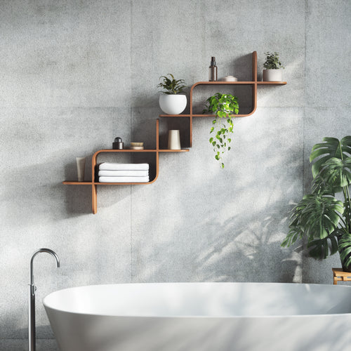 Umbra wandplank Montage - 64 x 48 x 16 cm - Licht walnoot