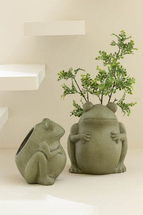 J-Line bloempot Frog - keramiek - groen - large - Ø 27 cm