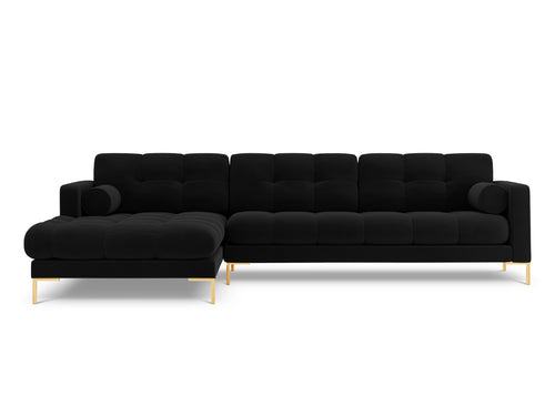 Cosmopolitan Design linker hoekbank Bali 5-zits, flueel, zwart - 185x293x75cm