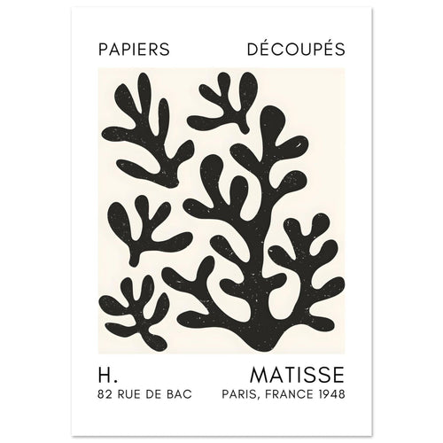 Artfulprints  Matisse – Coral shadows black   poster A4 21x29.7 cm