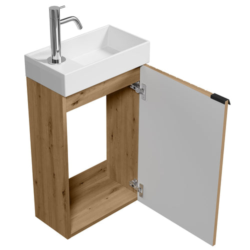 Badplaats Toiletmeubel Bosco 40 x 22 cm – Eiken – Fonteinmeubel met Wastafel