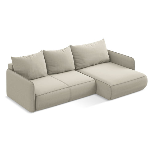 LaMiaSofa hoekbank rechts Palermo - velours - parel - 240x148x86
