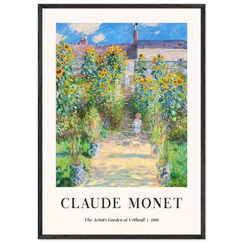 Artfulprints Poster met Lijst Claude Monet - The artist's garden at Vétheuil   - 70x100 cm - Groen