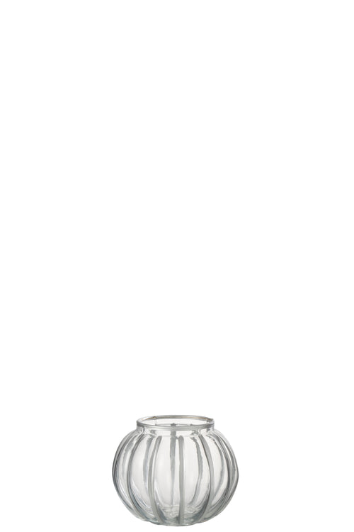 J-Line kaarshouder Bol Streep - glas - transparant/zilver - small - 4 stuks - vtwonen shop