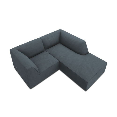 Cosmopolitan Design - Modulaire hoekbank rechts Siena 3-zits, ribfluwelen blauw - 180x186x69cm