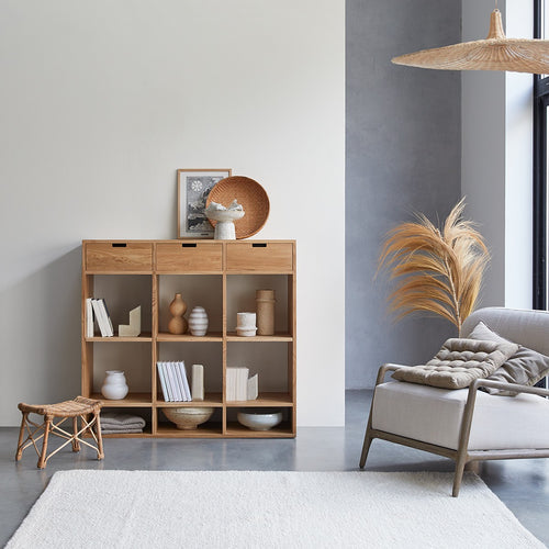 Tikamoon Lage boekenkast van massief eikenhout - Naturel - vtwonen shop