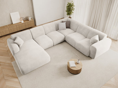 Cosmopolitan Design Panoramische hoekbank rechts Nolio 6-zits, flueel lichtbeige - 252x342x72cm