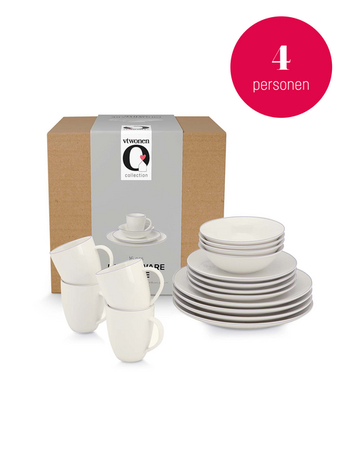 vtwonen Serviesset - Line - Wit - 4 Persoons set