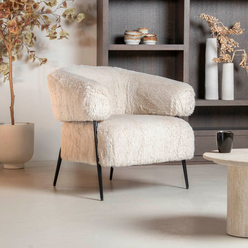 DÉJA Living Fauteuil Bogo Fluffy - Taupe Stof - 86x74x78cm
