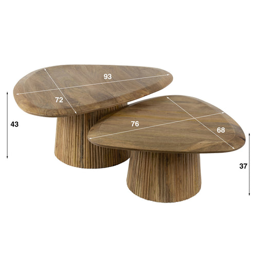 Giga Meubel Salontafel Wave - Naturel Hout - Set Van 2 - 93x72x43cm - vtwonen shop