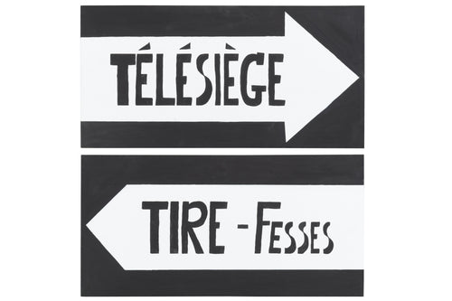 J-Line plakkaat Pijl Ski - hout - zwart/wit - 2 stuks - vtwonen shop