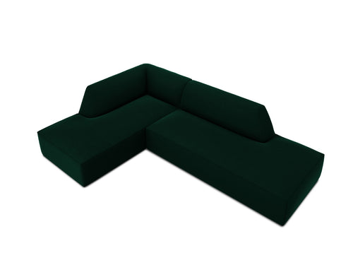 Micadoni linker hoekbank Ruby 4-zits, flueel, flessengroen - 180x273x69cm