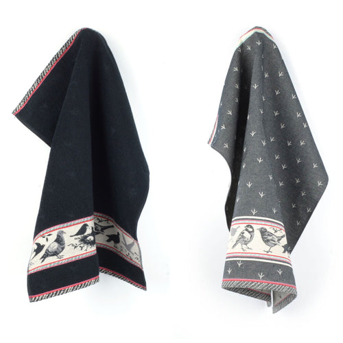 Luxe Keukendoek en Theedoek Vogel Zwart GOTS -  Bunzlau Castle - 100% biologisch GOTS katoen