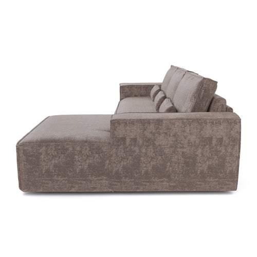 Premium Interiors - Rechthoekige hoekbank met snelle slaapfunctie JUNE - gewaafd fluweel mol 320cm