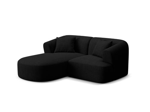 Cosmopolitan Design Modulaire hoekbank links Campi 3-zits, structurele stof zwart - 156x180x70cm