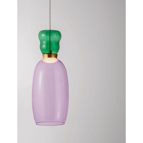 Nova Luce PLUMA Slanke hanglamp voor aan het plafond, glanzend paars met gouden accenten, LED 5W 450lm 3000K