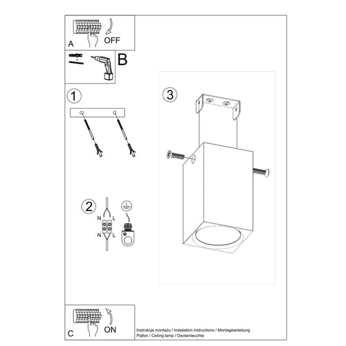 Sollux Lighting Plafondlamp KEKE 10 eik - 6x6x10cm