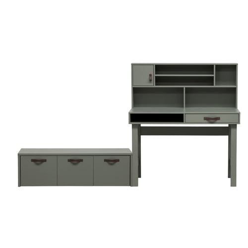 vtwonen kistbank 120 cm & bureau 110 cm Stage - Grenen - Soap - 36x120x50/122x110x58