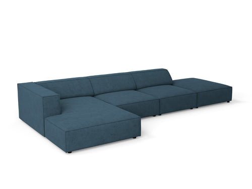Cosmopolitan Design linker hoekbank Arendal 5-zits, chenille met ribbeleffect, marineblauw - 166x341x70cm