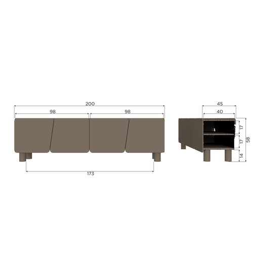 WOOOD tv meubel 200 cm Root - Grenen - Truffel Bruin - 58x200x45
