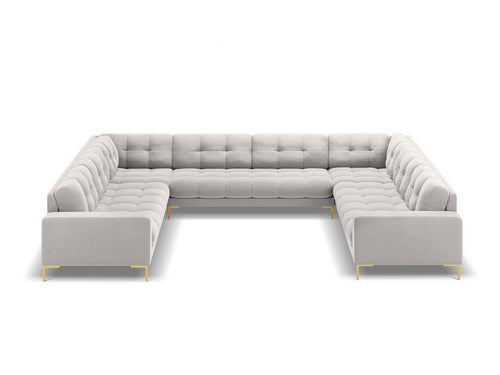 Cosmopolitan Design Panoramische bank Bali 9-zits, flueel, geld - 256x327x75cm