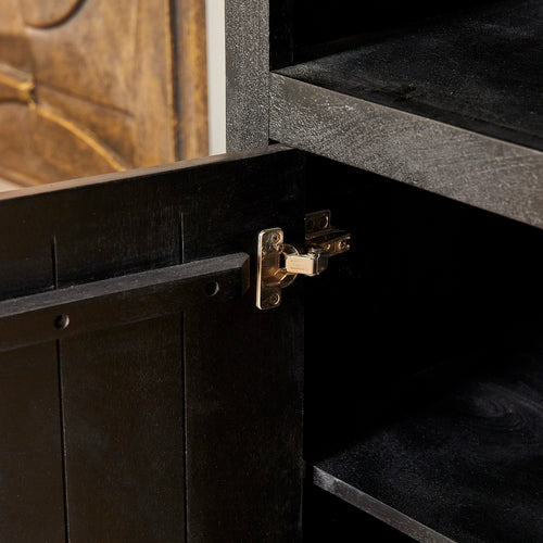 StarFurn Vakkenkast Brussel - Zwart Hout - 90x45x200cm