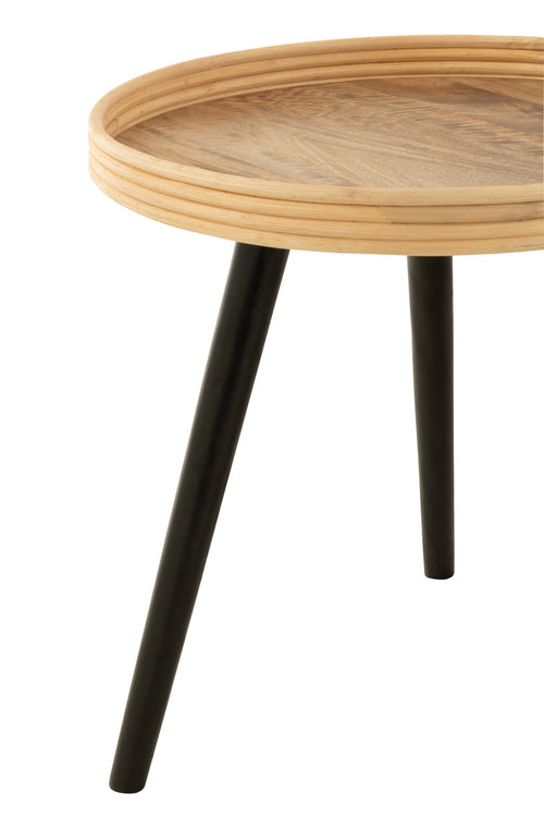 J-Line koffietafel Rond - hout - naturel - 3 stuks