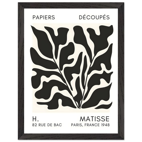 Artfulprints Poster met Lijst Matisse – Seabed shapes black   - 30x40 cm - Zwart