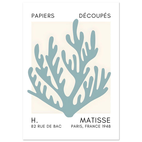 Artfulprints Poster met Lijst Matisse – Coral harmony turquoise   - 70x100 cm - Turquoise