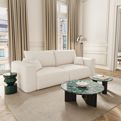 Premium Interiors - Snel uitklapbare slaapbank COMO - bouclé-stof crème 216cm
