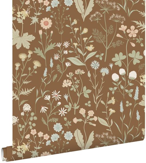 ESTAhome behang veldbloemen beige bruin - 50 x 900 cm - 139695 - vtwonen shop