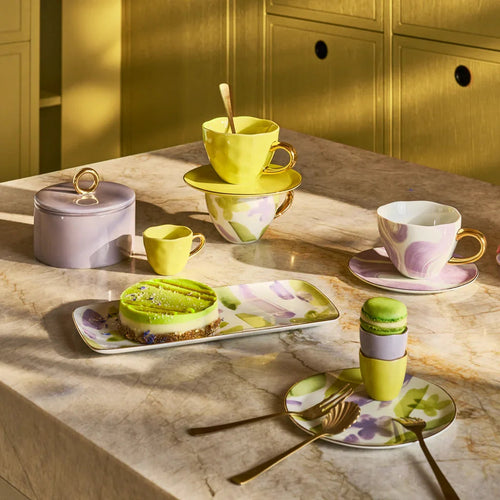 Urban Nature Culture Good Morning kopje Cappuccino/Tea en bord liatris/Kusha - set van 4 - in cadeauverpakking
