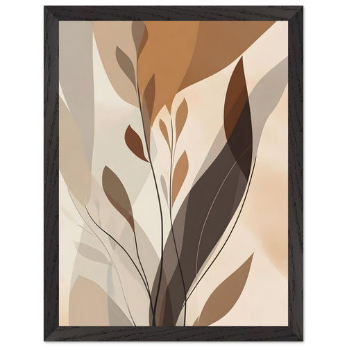 Artfulprints Poster met Lijst Boho – Delicate leaves   - 30x40 cm - Bruin