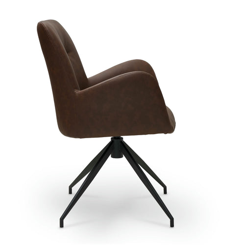 Furnhouse eetkamerstoelen armleuning Jennifer - Cognacbruin - Kunstleer - Set van 4